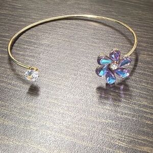 Gold and Purple Crystal Flower Bracelet